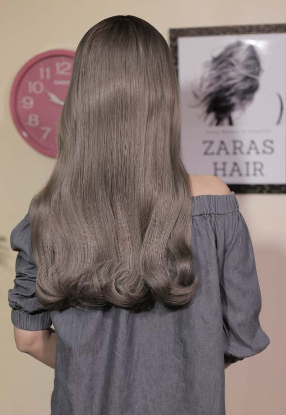 GRAY BLACK OMBER LONG STRAIGHT WIG