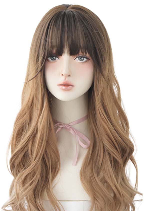 OMBER WAVY HAIR WITH BANGS WIG